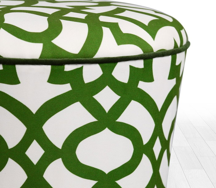 Atelier Del Sofa Puf de Microfibra Adamascado Verde y Blanco Atelier Del Sofa Puf de Microfibra Adamascado Verde y Blanco